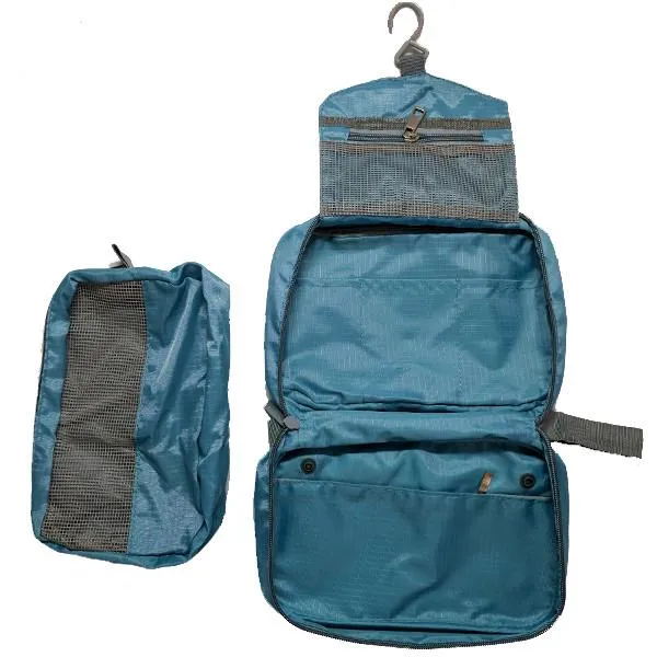 Water-Resistant Zippered Hanging Toiletry Bag With Removable Pouch & Built-In Hook
