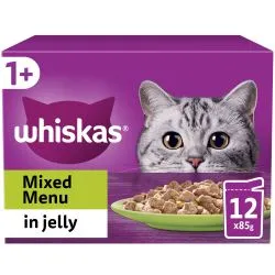 Whiskas 1  Meaty Meals Adult Wet Cat Food 85g Pouches In Jelly 12 Pack x 4