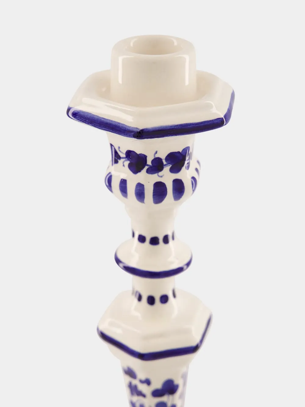 White and Blue Ceramic Turquerie Candleholder