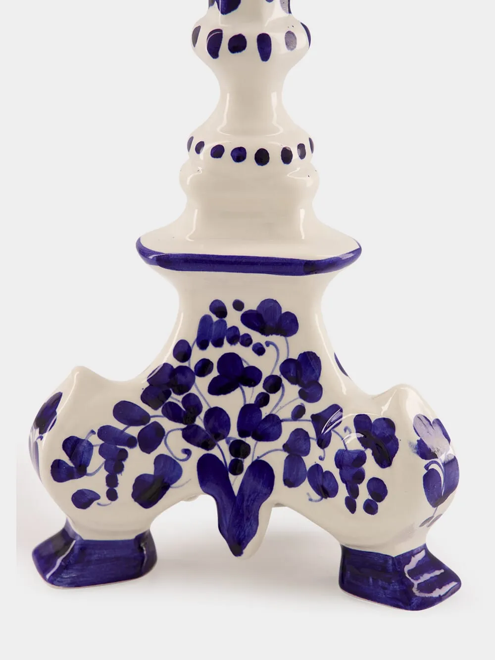 White and Blue Ceramic Turquerie Candleholder