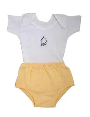 White Onesie with Yellow Terry Diaper Cover