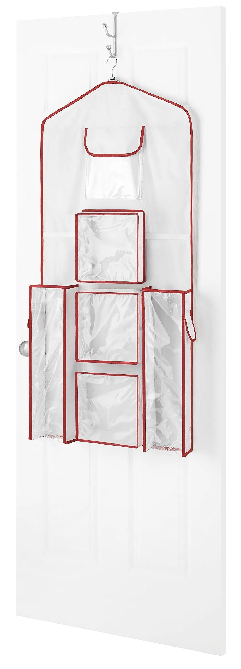 Whitmor Gift Wrap Organizer - Space Saving and Storage Solution for Wrapping Paper, Ribbons, Craft Supplies and More - Can Hold 40" Rolls of Gift Wrap - 4 Extra Pockets and Sturdy Hanging Hook