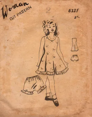 Woman 8331 Toddler Girls Petticoat & Bloomers 1950s Vintage Sewing Pattern Size 2