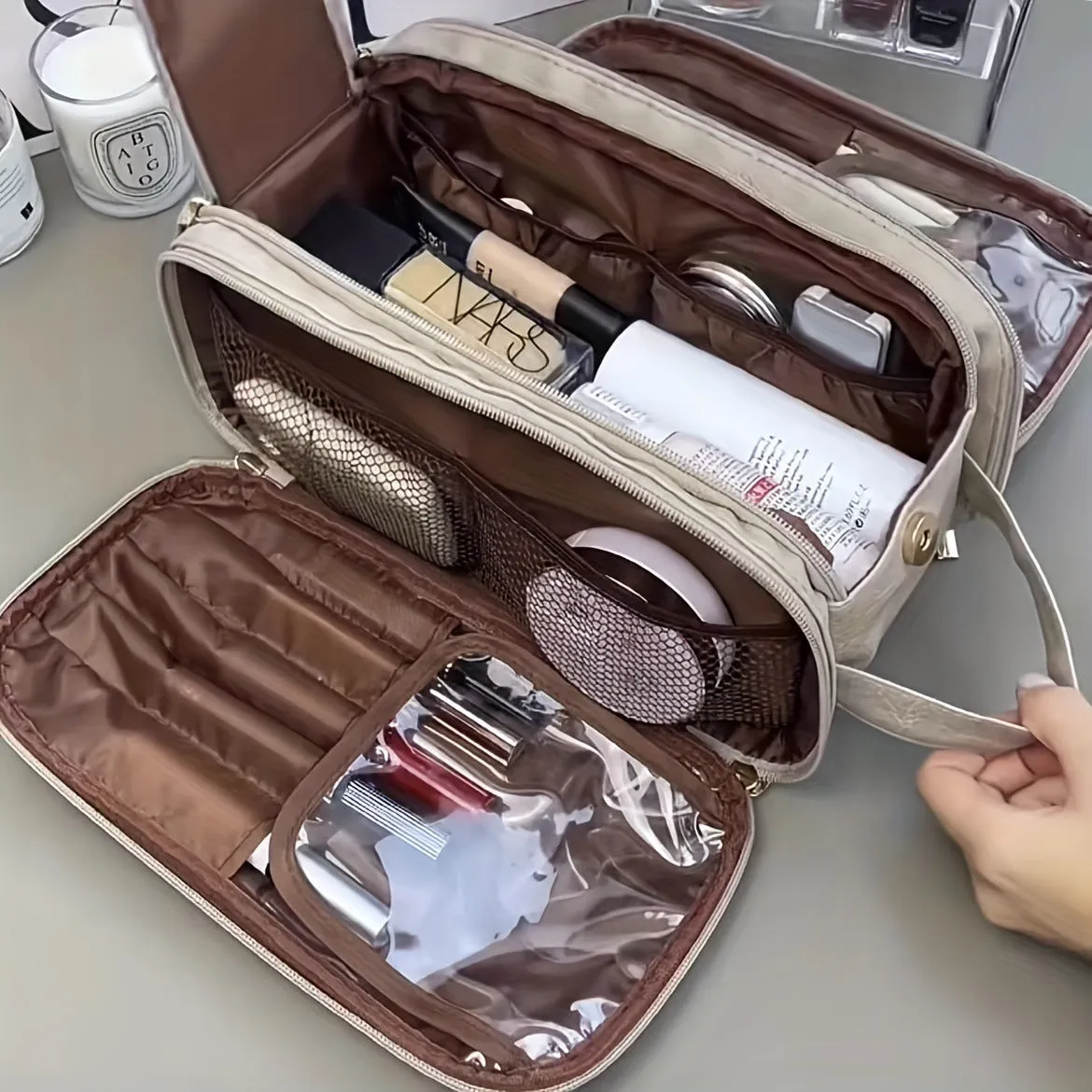 Women's Large Capacity Portable High-grade Makeup Brush Cosmetic Bags