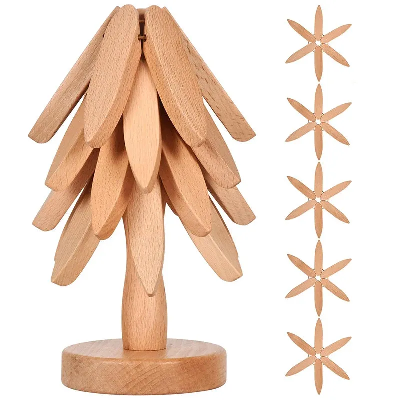 Wooden Tree Shape Pot Coasters