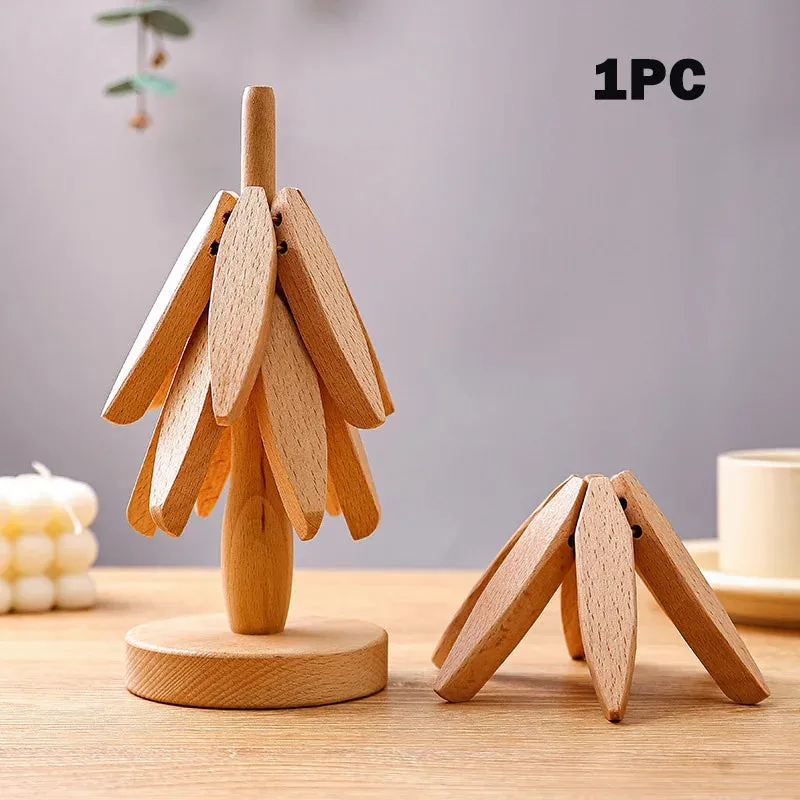 Wooden Tree Shape Pot Coasters