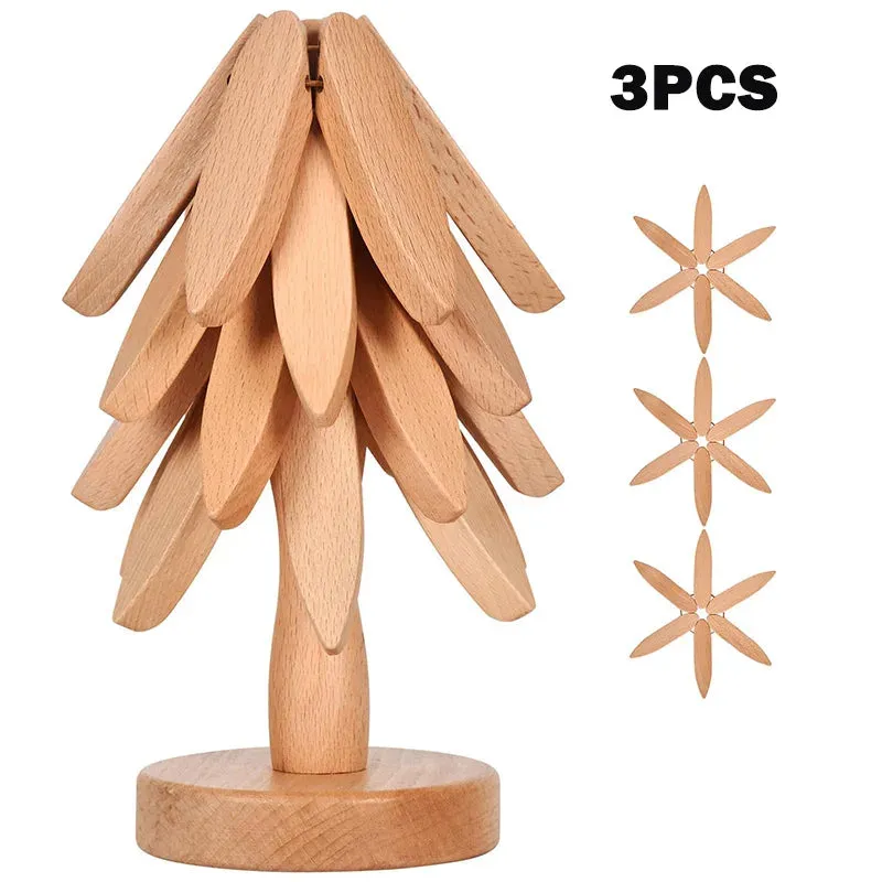 Wooden Tree Shape Pot Coasters