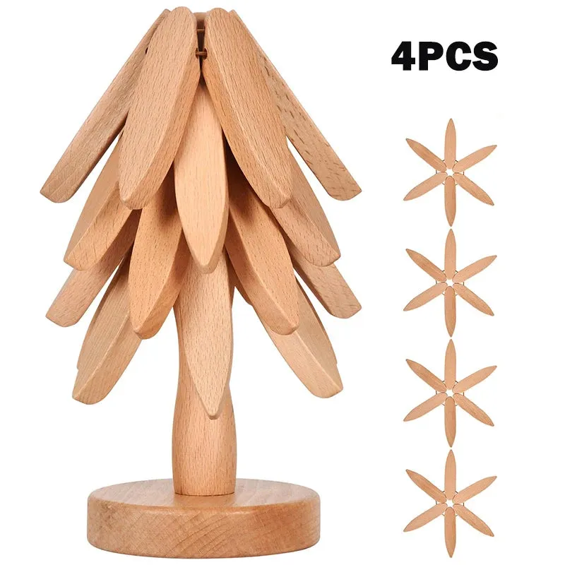 Wooden Tree Shape Pot Coasters
