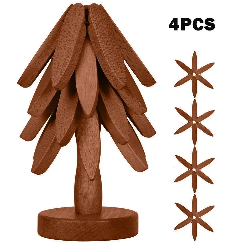 Wooden Tree Shape Pot Coasters