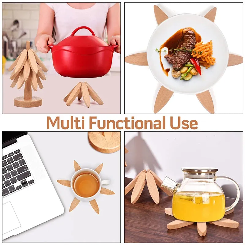 Wooden Tree Shape Pot Coasters