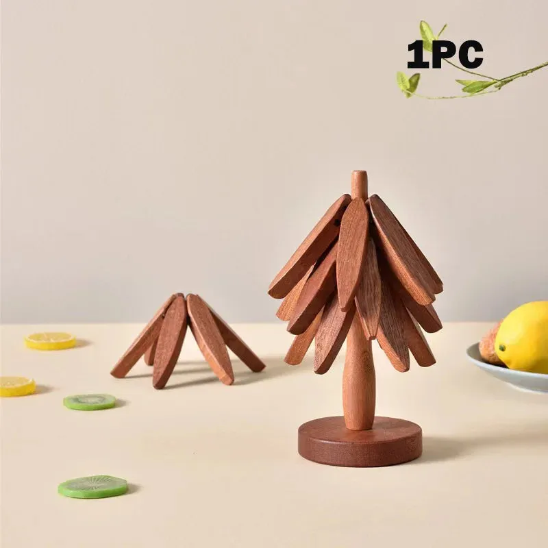 Wooden Tree Shape Pot Coasters