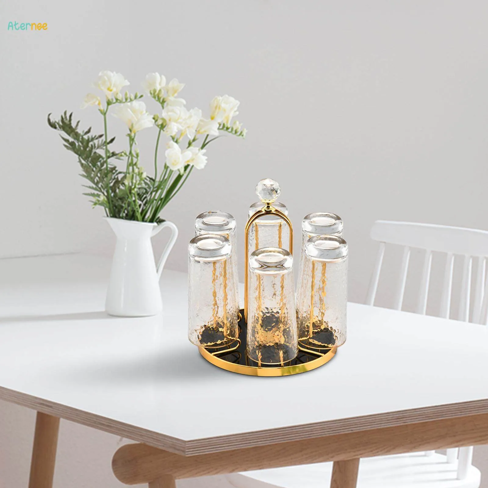 Wrought Iron Cup Stand Mugs Rack Holder With 6 Hooks