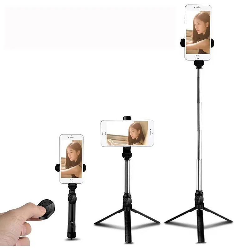 XT09 Tripod Stand Extendable 360?? Rotation Self-timer Bluetooth Selfie Stick Monopod Foldable Live XT10 Mobile Phone Bracket XT09 orange