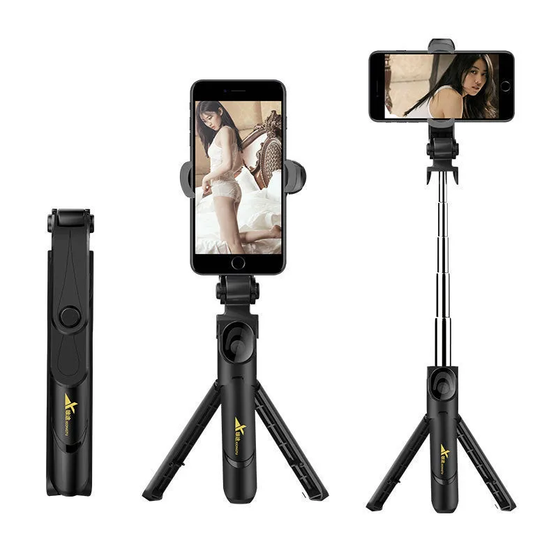XT09 Tripod Stand Extendable 360?? Rotation Self-timer Bluetooth Selfie Stick Monopod Foldable Live XT10 Mobile Phone Bracket XT09 orange