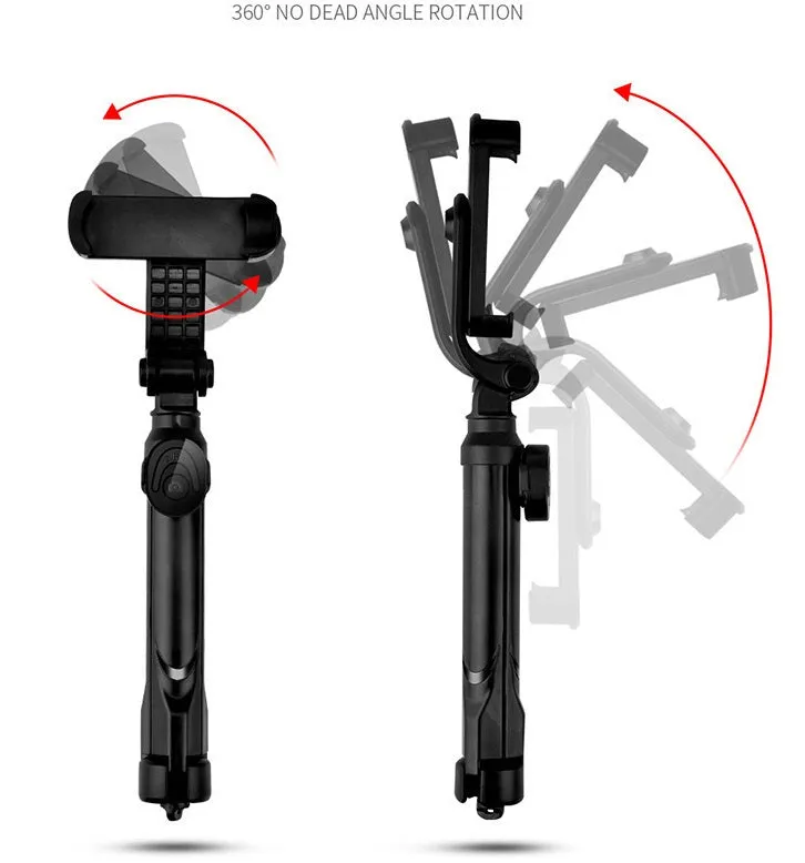 XT09 Tripod Stand Extendable 360?? Rotation Self-timer Bluetooth Selfie Stick Monopod Foldable Live XT10 Mobile Phone Bracket XT09 orange