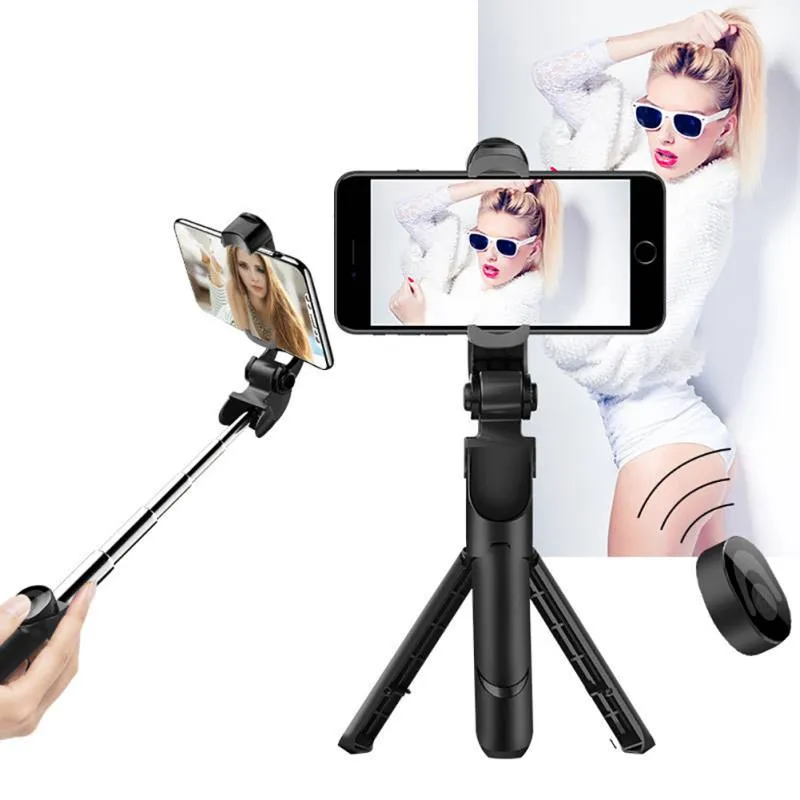 XT09 Tripod Stand Extendable 360?? Rotation Self-timer Bluetooth Selfie Stick Monopod Foldable Live XT10 Mobile Phone Bracket XT09 orange