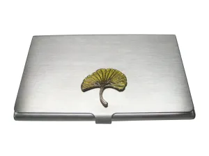Yellow Toned Ginkgo Biloba Maidenhair Tree Leaf Business Card Holder