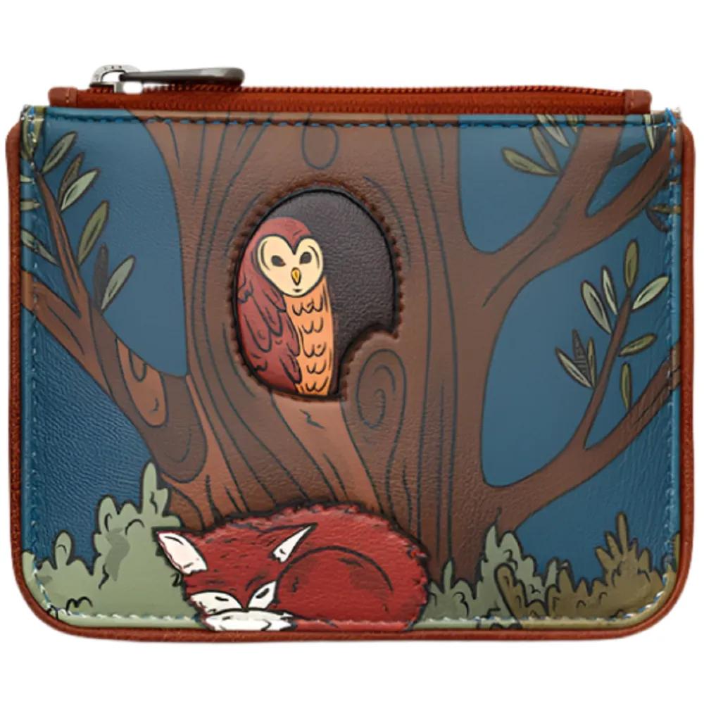 Yoshi Woodland Friends Brown Leather Zip Top Purse