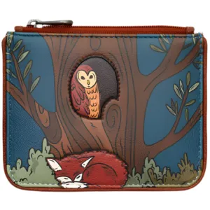 Yoshi Woodland Friends Brown Leather Zip Top Purse