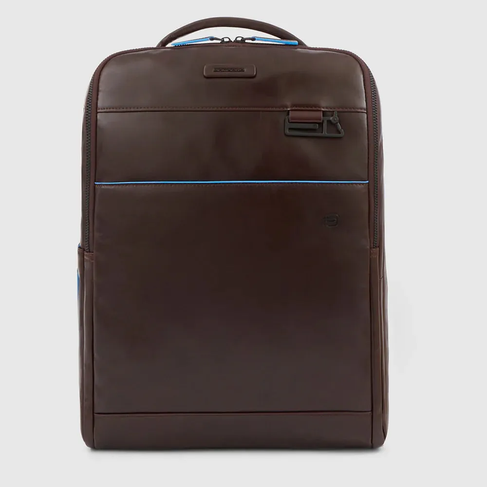 Zaino Piquadro in Pelle Porta PC 15,6'' e Porta Ipad® Blue Square Mogano