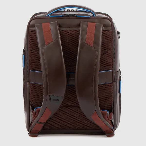 Zaino Piquadro in Pelle Porta PC 15,6'' e Porta Ipad® Blue Square Mogano