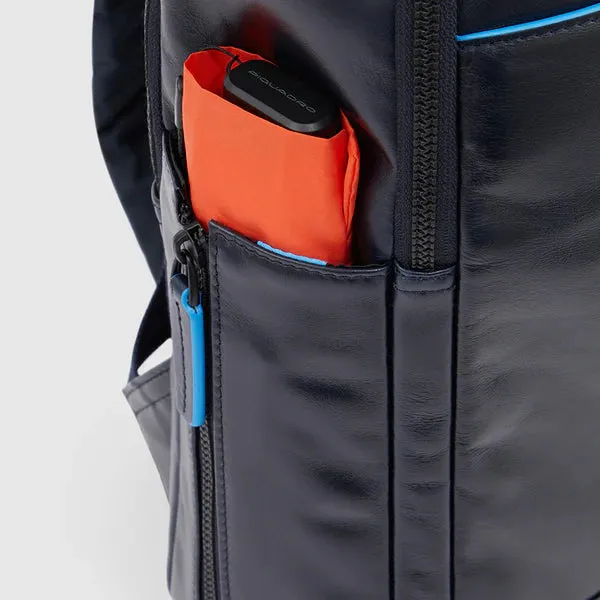 Zaino Piquadro in Pelle Porta PC 15,6'' e Porta Ipad® Blue Square Mogano