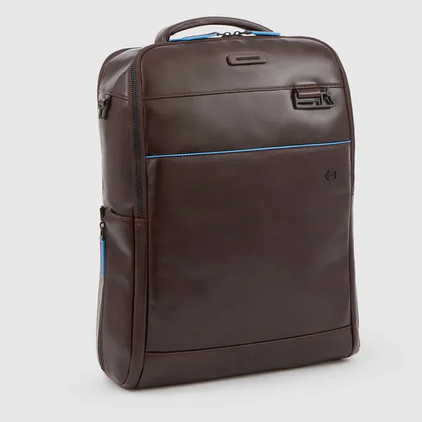 Zaino Piquadro in Pelle Porta PC 15,6'' e Porta Ipad® Blue Square Mogano