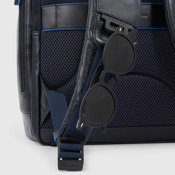 Zaino Piquadro in Pelle Porta PC 15,6'' e Porta Ipad® Blue Square Mogano
